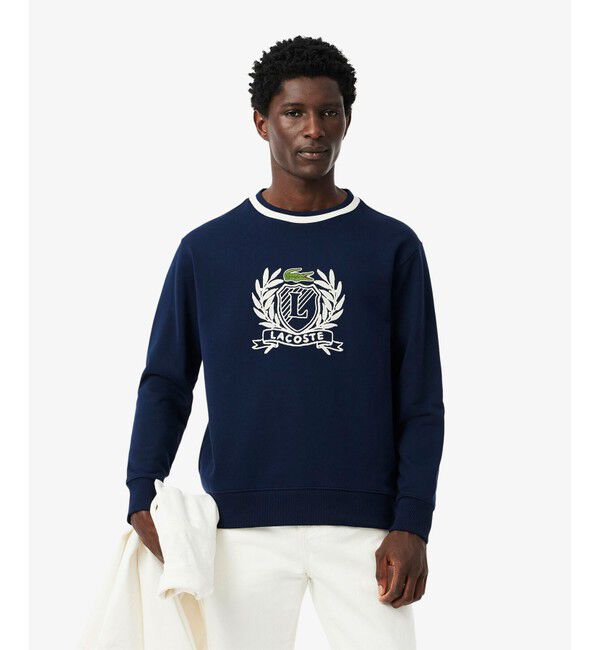 LACOSTE「裏パイル ハンドステッチ風ヴィンテージ フレンチグラフィックステッチ スウェットプルオーバー」|スウェット・ジャージ|