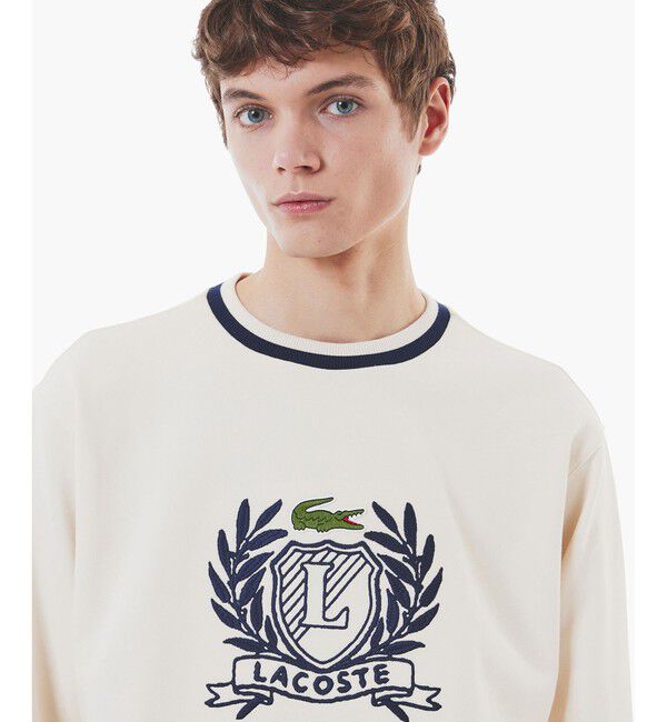LACOSTE「裏パイル ハンドステッチ風ヴィンテージ フレンチグラフィックステッチ スウェットプルオーバー」|スウェット・ジャージ|