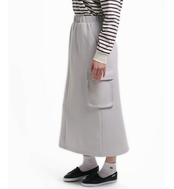 LACOSTE「ダブルフェイスジャージカーゴフレアスカート」|台形|
