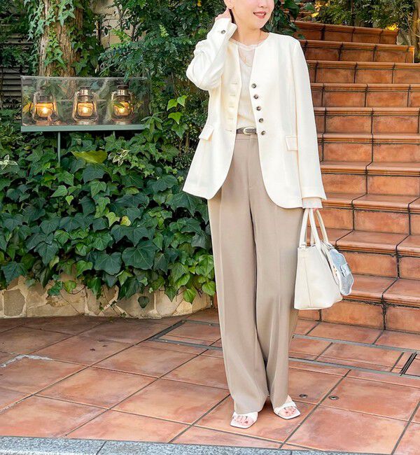 NOLLEY'S sophi「《セットアップ対応》ウォッシャブルバックサテンノーカラージャケット」|ノーカラージャケット|