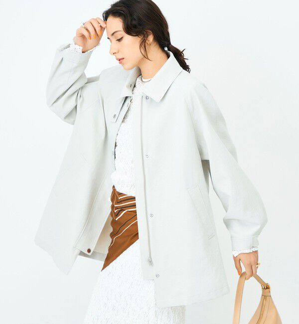 NOLLEY'S sophi「ウォッシャブルエアーツイルステンカラーハーフコート」|ステンカラーコート|