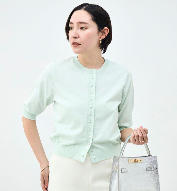 NOLLEY'S「《手洗い可能》コットンテックス6分袖カーディガン」|カーディガン|