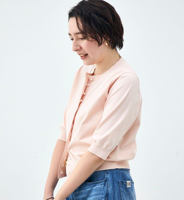 NOLLEY'S「《手洗い可能》コットンテックス6分袖カーディガン」|カーディガン|