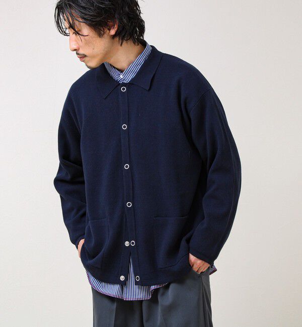 GLOSTER「【品よく羽織れる】COACH KNITカーデ」|カーディガン|ダークネイビー
