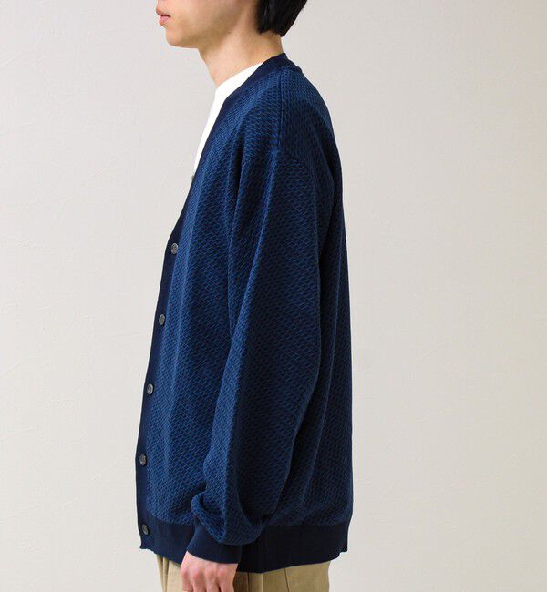 GLOSTER「【シャリ感で軽やか】バーズアイVネック crunchyカーデ」|カーディガン|