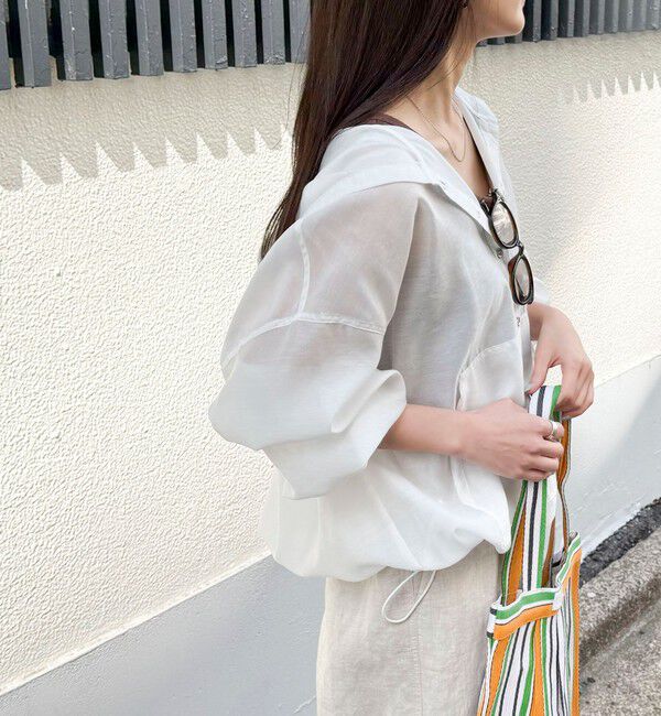 fredy emue「【大人気リバイバル】シアーフーディシャツブルゾン」|シャツ・ブラウス|