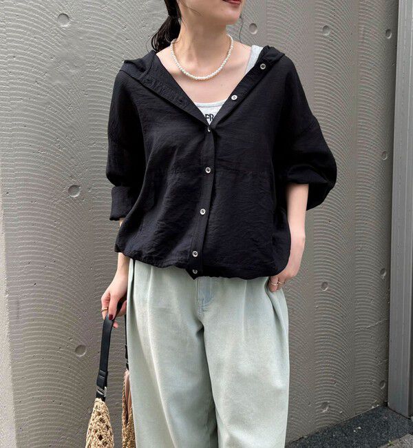 fredy emue「【大人気リバイバル】シアーフーディシャツブルゾン」|シャツ・ブラウス|