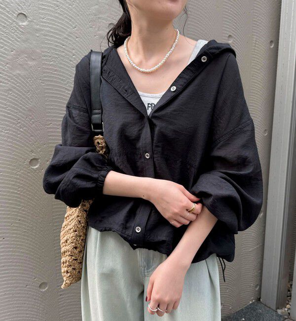 fredy emue「【大人気リバイバル】シアーフーディシャツブルゾン」|シャツ・ブラウス|