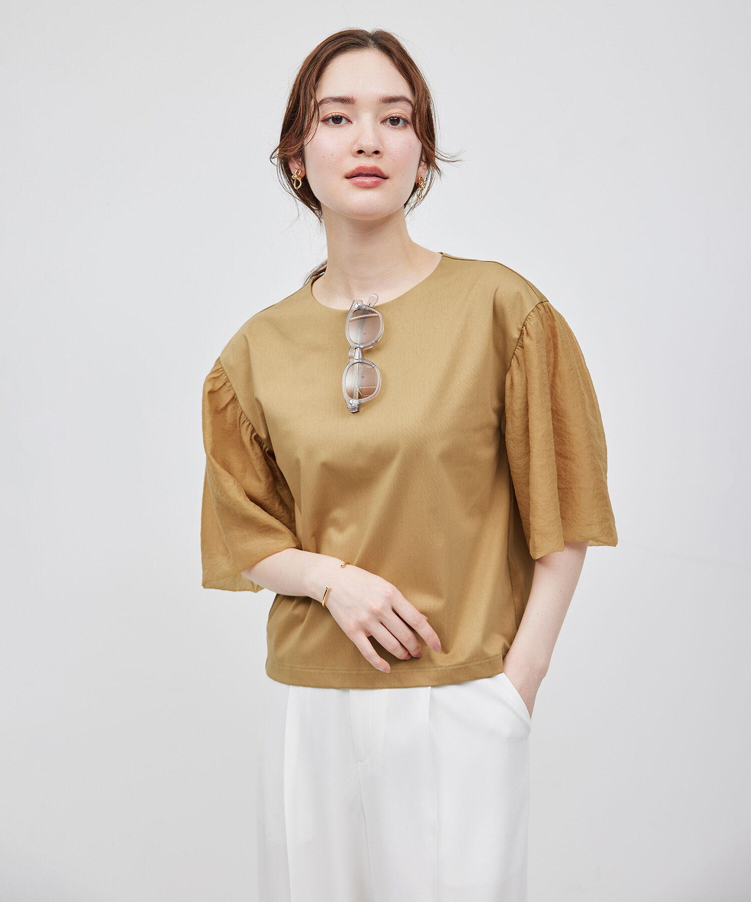 ROPE「オーガンジー袖カットソー」|Tシャツ・カットソー|