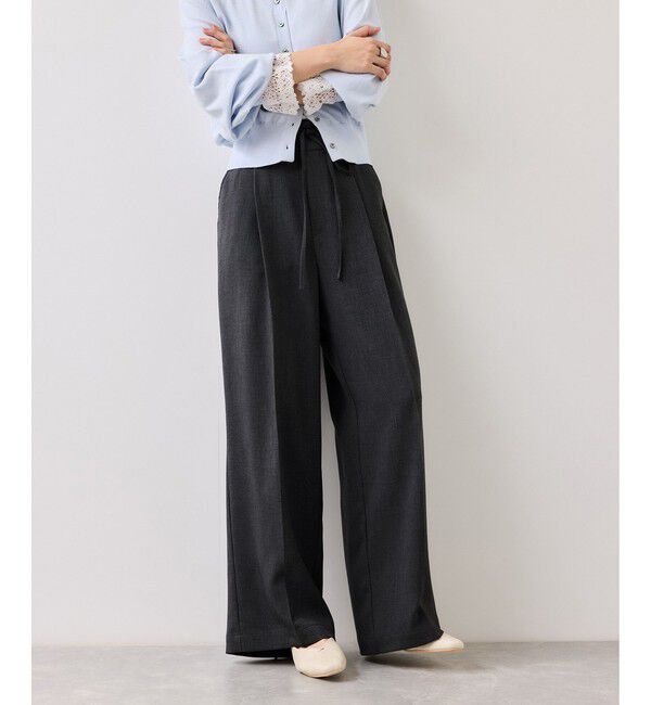 VIS「サマーツイードリボンベルトパンツ/UVケア・イージーケア」|チノ|