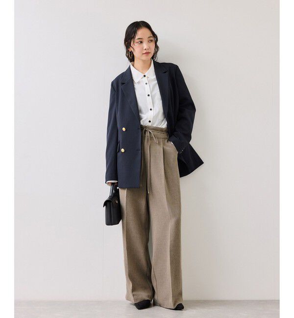 VIS「サマーツイードリボンベルトパンツ/UVケア・イージーケア」|チノ|