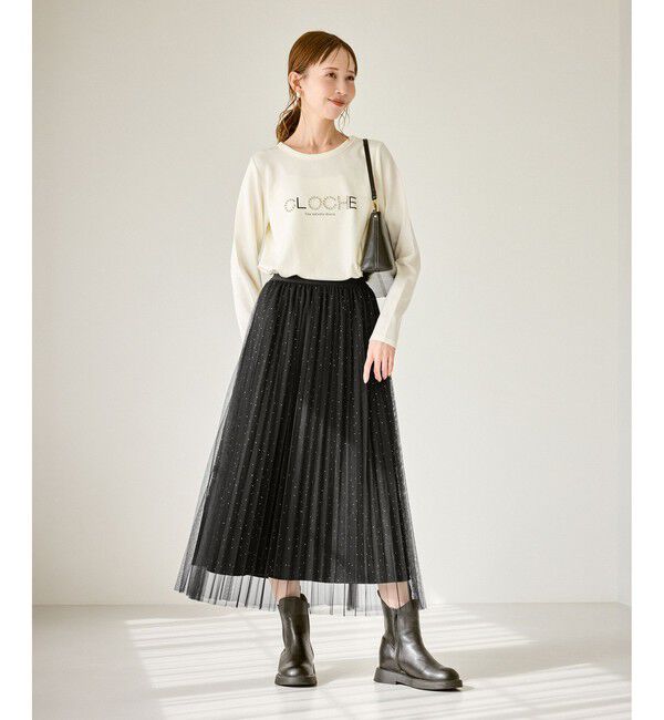 Rope&rsquo;Picnic「キラキラチュールプリーツスカート/着丈が選べる」|スカート|