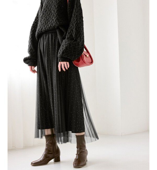 Rope&rsquo;Picnic「キラキラチュールプリーツスカート/着丈が選べる」|スカート|