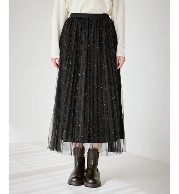 Rope&rsquo;Picnic「キラキラチュールプリーツスカート/着丈が選べる」|スカート|