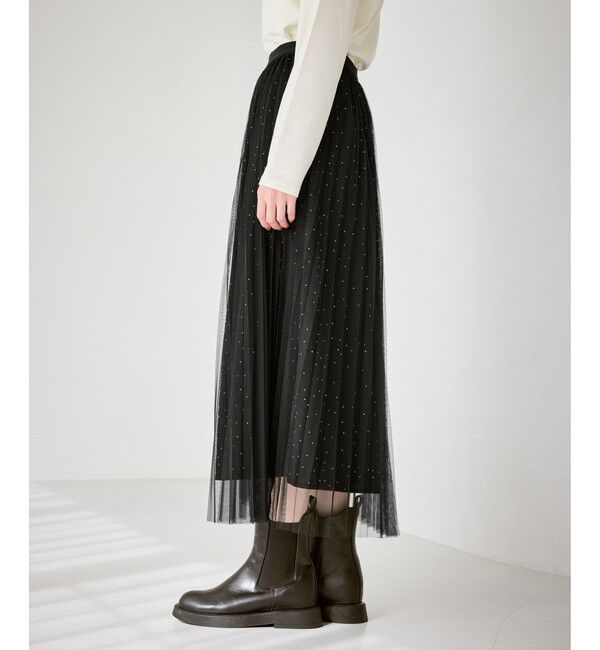 Rope&rsquo;Picnic「キラキラチュールプリーツスカート/着丈が選べる」|スカート|