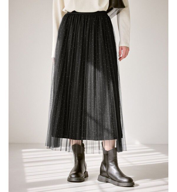 Rope&rsquo;Picnic「キラキラチュールプリーツスカート/着丈が選べる」|スカート|
