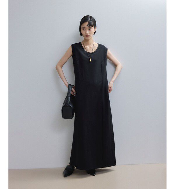 ADAM ET ROPE'「【WEB限定】バイカラーノースリーブワンピース」|ワンピース|ブラック(01)