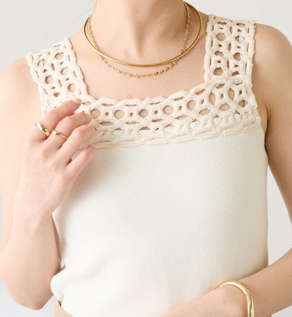  「レーストリムニットキャミ」|ニット・セーター|オフホワイト