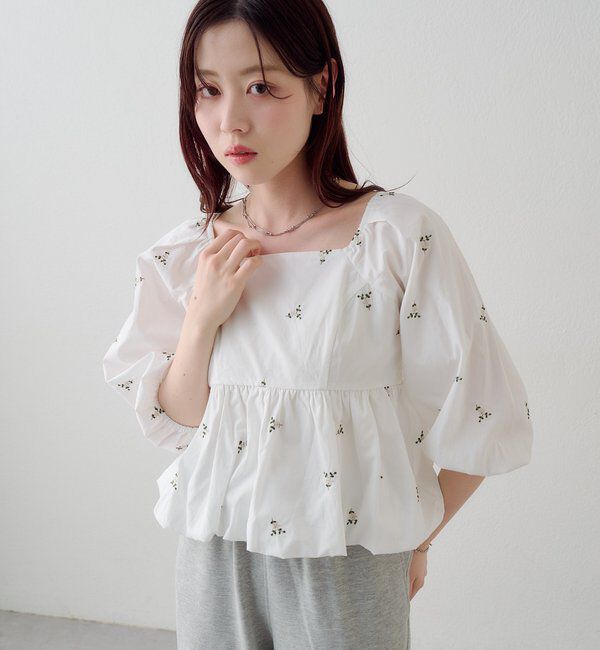  「【花柄&無地】フラワーバルーンブラウス」|シャツ・ブラウス|