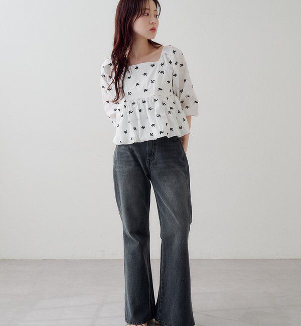  「【花柄&無地】フラワーバルーンブラウス」|シャツ・ブラウス|