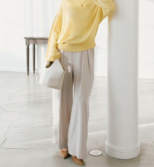  「【ウォッシャブル】【シーズンレスで使える】タックワイドスラックス」|チノ|