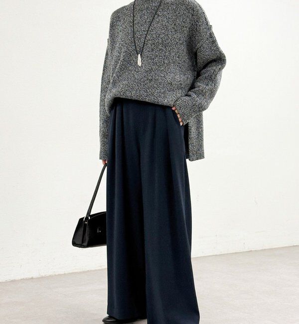  「【ウォッシャブル】【シーズンレスで使える】タックワイドスラックス」|チノ|