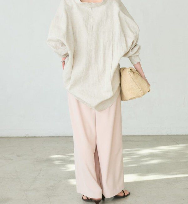  「【ウォッシャブル】【シーズンレスで使える】タックワイドスラックス」|チノ|