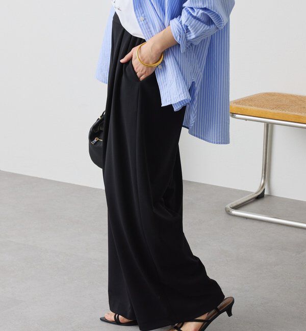  「【3サイス展開】ジャージータックワイドスラックス」|チノ|ブラック