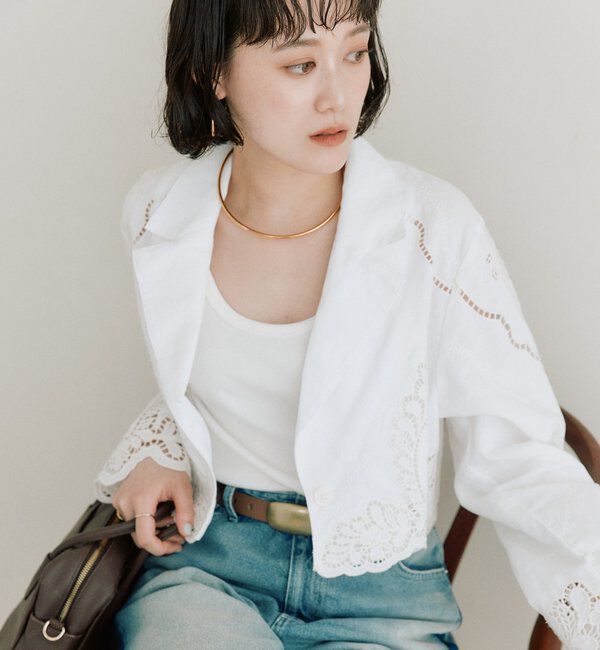  「予約【着映え】カットワークショートジャケット」|テーラードジャケット|