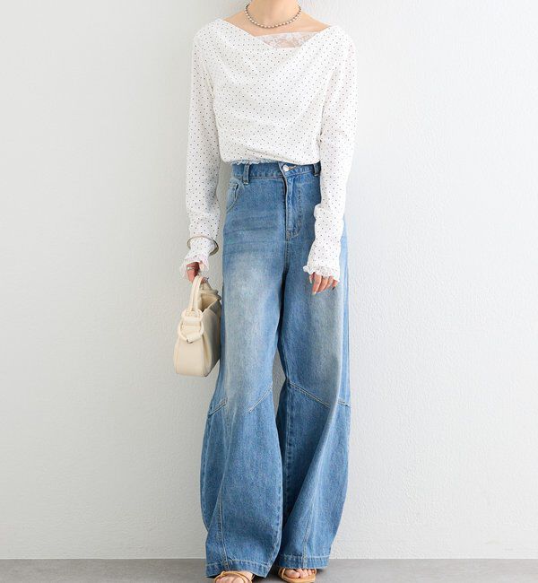  「レースドッキングオフショルロンT」|Tシャツ・カットソー|