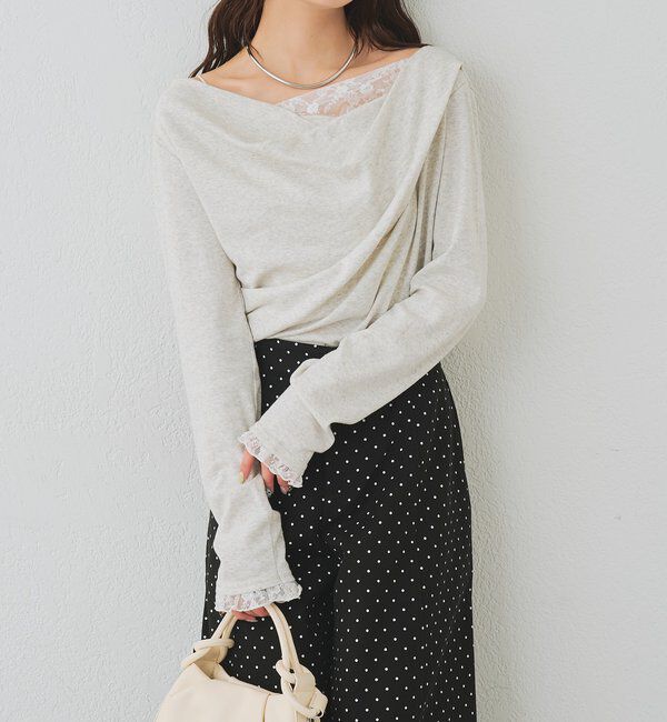  「レースドッキングオフショルロンT」|Tシャツ・カットソー|