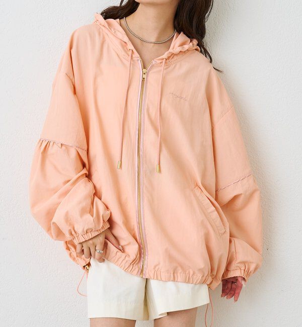 「ナイロンフーディーパーカー」|ブルゾン・スタジャン|オレンジ
