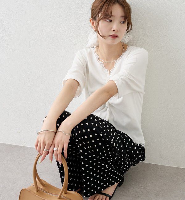  「半袖ギャザーリブカーディガン」|Tシャツ・カットソー|