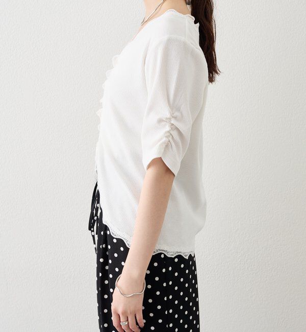  「半袖ギャザーリブカーディガン」|Tシャツ・カットソー|