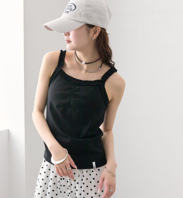  「パット付きギャザーフリルキャミソール」|キャミソール|