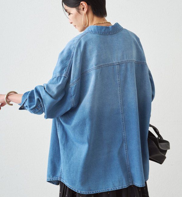  「【サイズ展開あり/初夏まで着られる】フルイドデニムシャツ」|シャツ・ブラウス|