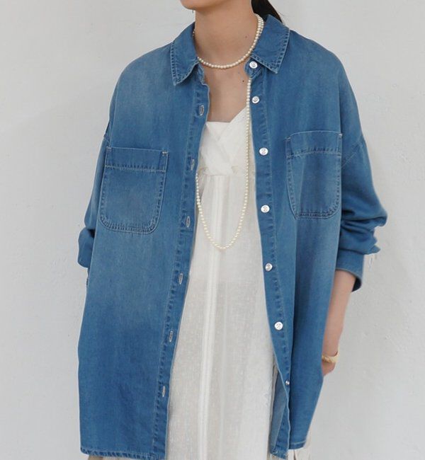  「【サイズ展開あり/初夏まで着られる】フルイドデニムシャツ」|シャツ・ブラウス|