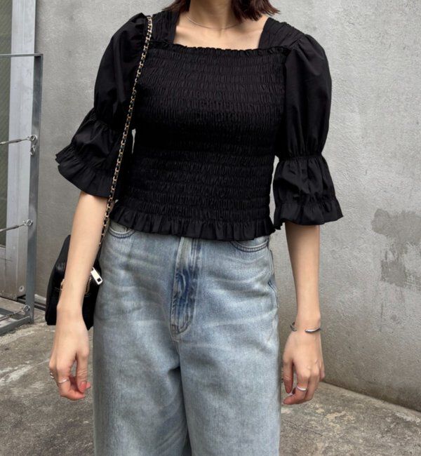  「【PUFRILL/パフリル】シャーリングブラウス」|シャツ・ブラウス|