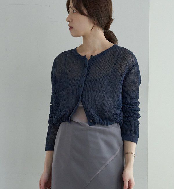  「バックデザインペーパーメッシュカーディガン」|カーディガン|