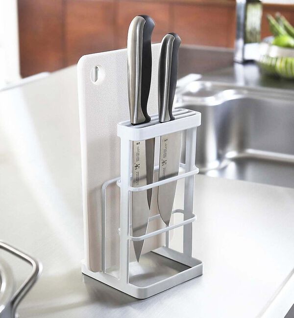 collex「【tower】カッティングボード＆ナイフスタンド 包丁収納 まな板収納 キッチン」|食器・キッチングッズ|ホワイト