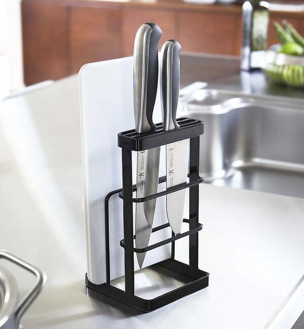 collex「【tower】カッティングボード＆ナイフスタンド 包丁収納 まな板収納 キッチン」|食器・キッチングッズ|ブラック