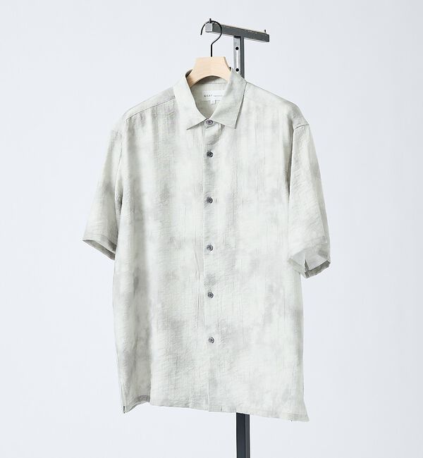 ABAHOUSE「【リネン混】アブストラクト柄 半袖シャツ」|シャツ・ブラウス|グレージュ