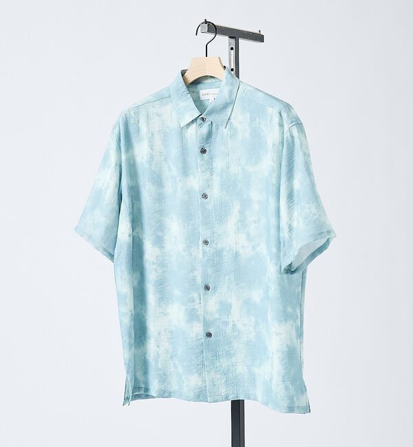 ABAHOUSE「【リネン混】アブストラクト柄 半袖シャツ」|シャツ・ブラウス|ブルー