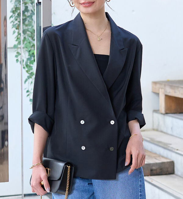 Rouge vif「ブラウスエアリージャケット」|テーラードジャケット|ブラック