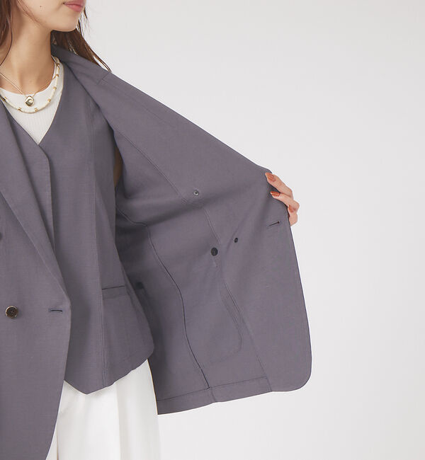 qualite「《セットアップ対応》ブライトリネンダブルジャケット」|テーラードジャケット|