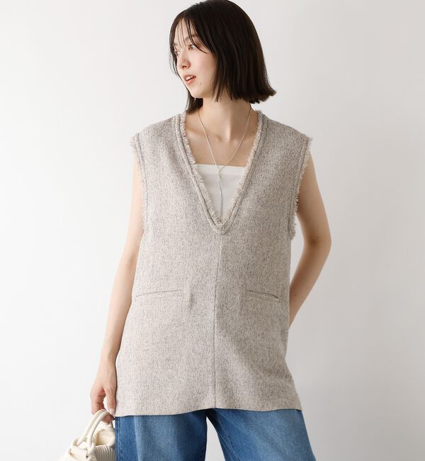 abahouse mavie「ツイードフリンジベスト」|ベスト・ジレ|