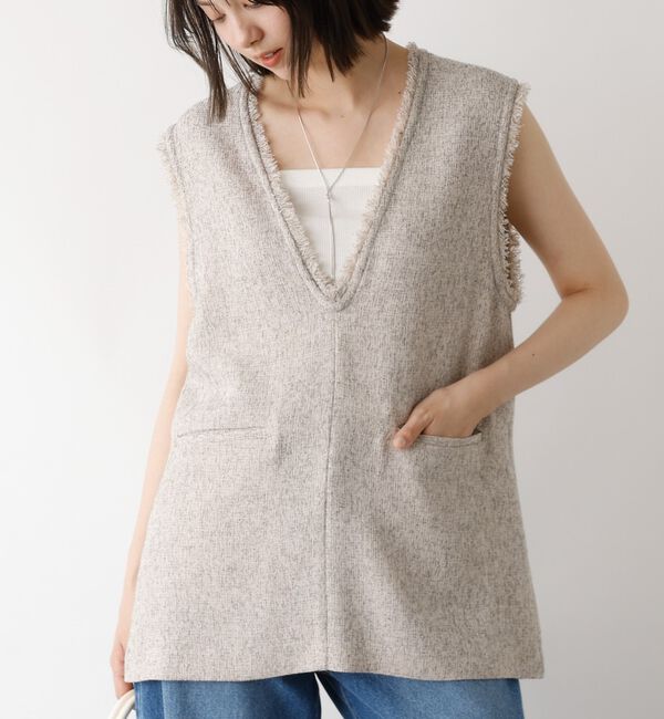 abahouse mavie「ツイードフリンジベスト」|ベスト・ジレ|