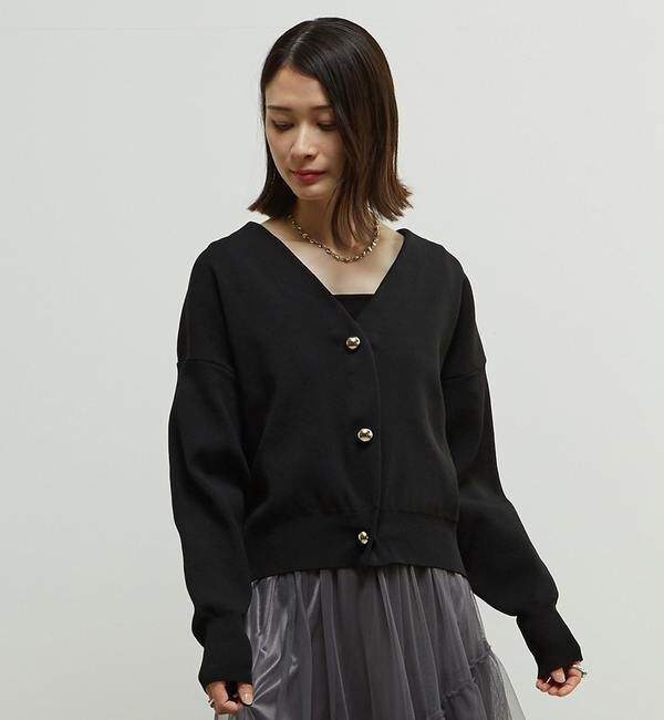 Soffitto「リブ編み前後2WAYニットカーディガン」|カーディガン|ブラック