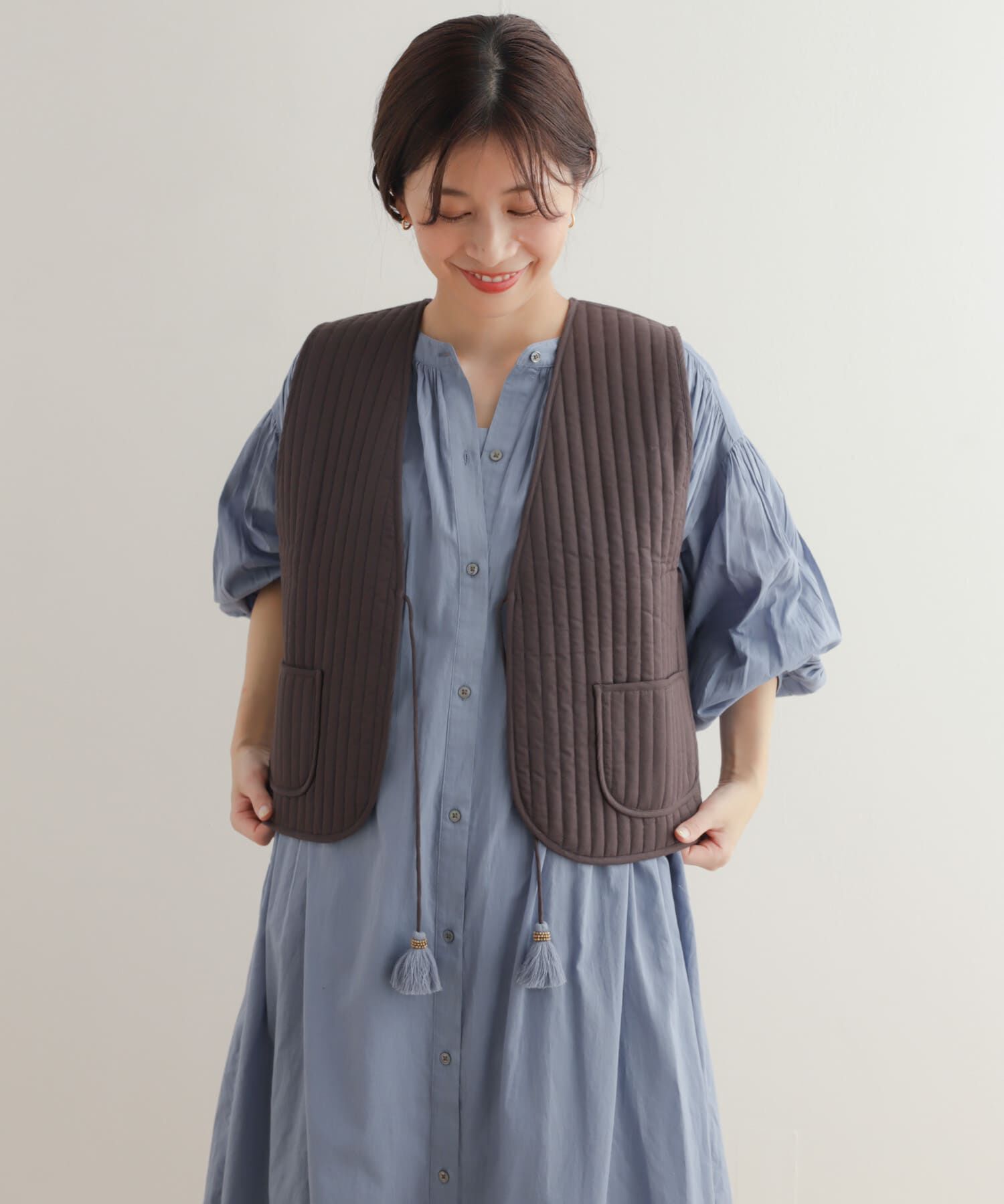 URBAN RESEARCH DOORS「コットンリバーシブルキルティングベスト」|ダウンベスト・ベスト|