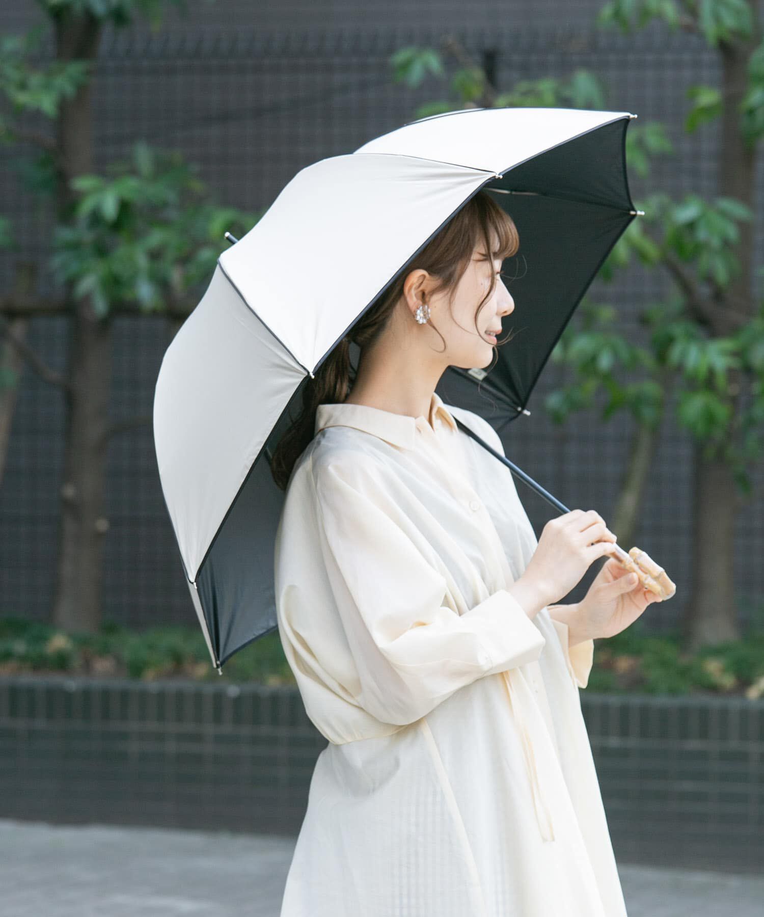 SMELLY「because　晴雨兼用パイピング長傘」|傘|ベージュ